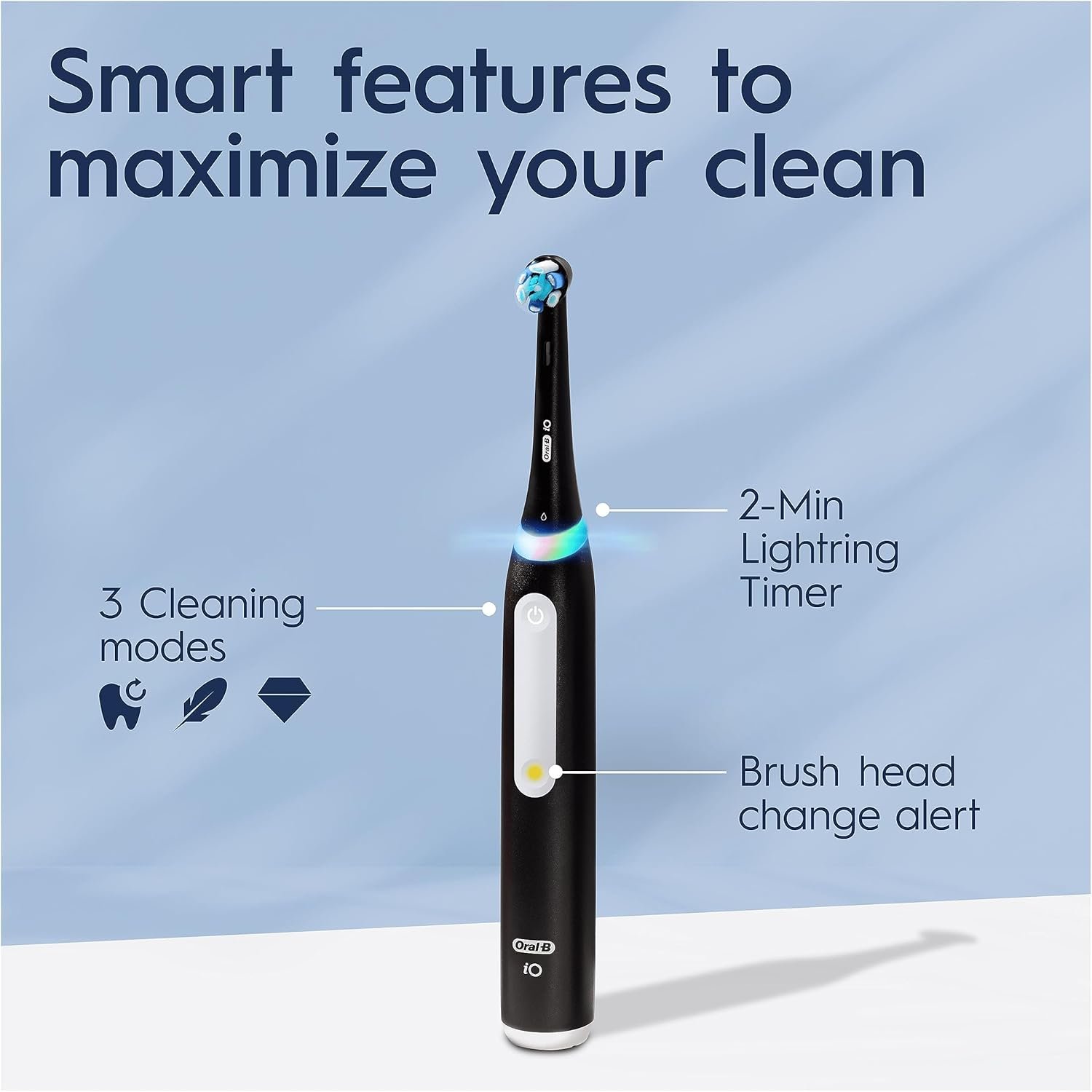 Oral-B iO3 Electric Toothbrushes 1 Toothbrush Head & Travel Case, 3 Modes With Teeth Whitening